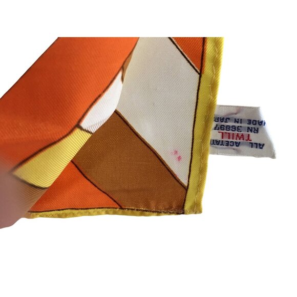 Vintage 1960s-70s Chevron Scarf Made In Japan Hand-Rolled Acetate Twill Signatur - Picture 5 of 5